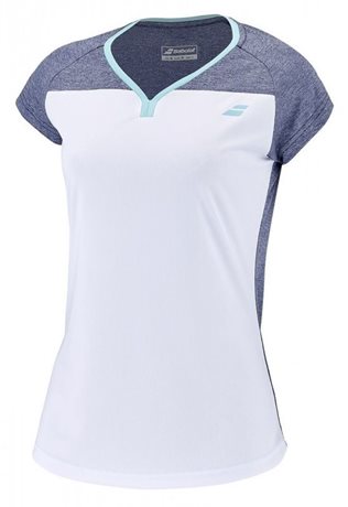 Babolat Play Cap Sleeve Top Woman White/Blue Heather